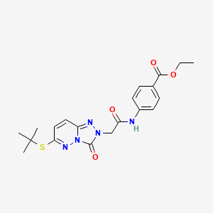 molecular formula C20H23N5O4S B2894700 4-({[6-(叔丁基硫)-3-氧代[1,2,4]三唑并[4,3-b]嘧啶-2(3H)-基]乙酰}氨基)苯甲酸乙酯 CAS No. 1040666-36-1