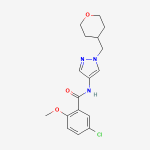 molecular formula C17H20ClN3O3 B2894702 5-chloro-2-methoxy-N-(1-((tetrahydro-2H-pyran-4-yl)methyl)-1H-pyrazol-4-yl)benzamide CAS No. 1788677-58-6