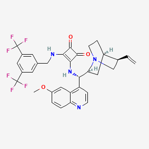 molecular formula C33H30F6N4O3 B2894704 3-[[3,5-Bis(trifluoromethyl)phenyl]methylamino]-4-[[(S)-[(2S,4R,5R)-5-ethenyl-1-azabicyclo[2.2.2]octan-2-yl]-(6-methoxyquinolin-4-yl)methyl]amino]cyclobut-3-ene-1,2-dione CAS No. 1210360-60-3