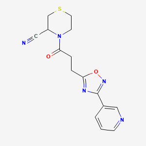 4-[3-(3-Pyridin-3-yl-1,2,4-oxadiazol-5-yl)propanoyl]thiomorpholine-3-carbonitrile