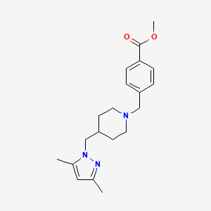 molecular formula C20H27N3O2 B2894720 methyl 4-((4-((3,5-dimethyl-1H-pyrazol-1-yl)methyl)piperidin-1-yl)methyl)benzoate CAS No. 1396887-33-4