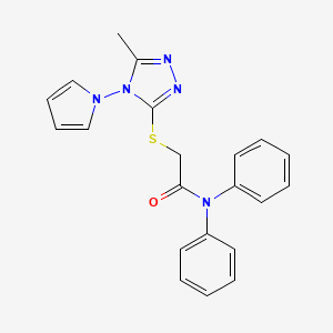 molecular formula C21H19N5OS B2894721 2-{[5-甲基-4-(1H-吡咯-1-基)-4H-1,2,4-三唑-3-基]硫代}-N,N-二苯基乙酰胺 CAS No. 877814-20-5