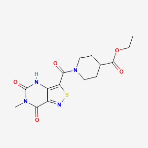 molecular formula C15H18N4O5S B2894744 1-(6-甲基-5,7-二氧代-4,5,6,7-四氢异噻唑并[4,3-d]嘧啶-3-羰基)哌啶-4-羧酸乙酯 CAS No. 1251572-55-0
