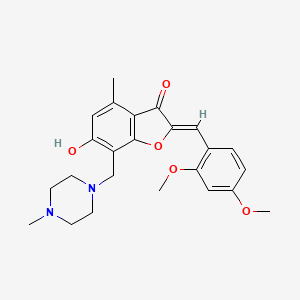 molecular formula C24H28N2O5 B2894751 (Z)-2-(2,4-二甲氧基苄叉基)-6-羟基-4-甲基-7-((4-甲基哌嗪-1-基)甲基)苯并呋喃-3(2H)-酮 CAS No. 903864-39-1