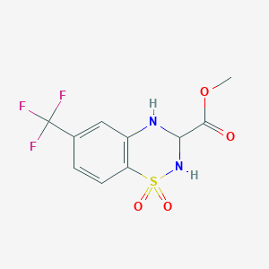 molecular formula C10H9F3N2O4S B2894752 methyl 6-(trifluoromethyl)-3,4-dihydro-2H-1,2,4-benzothiadiazine-3-carboxylate 1,1-dioxide CAS No. 931745-61-8