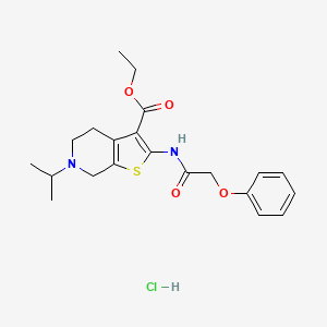 molecular formula C21H27ClN2O4S B2894753 Ethyl 6-isopropyl-2-(2-phenoxyacetamido)-4,5,6,7-tetrahydrothieno[2,3-c]pyridine-3-carboxylate hydrochloride CAS No. 1215595-40-6