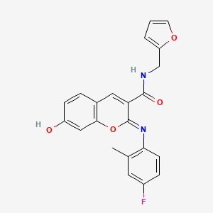 (2Z)-2-[(4-fluoro-2-methylphenyl)imino]-N-(furan-2-ylmethyl)-7-hydroxy-2H-chromene-3-carboxamide
