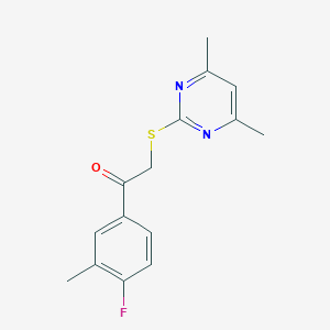 molecular formula C15H15FN2OS B289476 2-(4,6-Dimethyl-pyrimidin-2-ylsulfanyl)-1-(4-fluoro-3-methyl-phenyl)-ethanone 