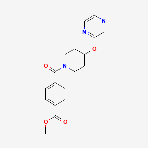 molecular formula C18H19N3O4 B2894777 Methyl 4-(4-(pyrazin-2-yloxy)piperidine-1-carbonyl)benzoate CAS No. 1448046-49-8