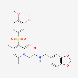 N-(1,3-benzodioxol-5-ylmethyl)-2-[3-[(3,4-dimethoxyphenyl)sulfonyl]-4,6-dimethyl-2-oxopyridin-1(2H)-yl]acetamide
