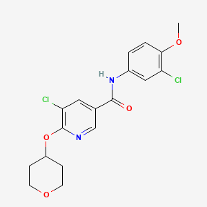 molecular formula C18H18Cl2N2O4 B2894794 5-chloro-N-(3-chloro-4-methoxyphenyl)-6-((tetrahydro-2H-pyran-4-yl)oxy)nicotinamide CAS No. 1904330-74-0