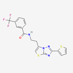 molecular formula C18H13F3N4OS2 B2894805 N-(2-(2-(噻吩-2-基)噻唑并[3,2-b][1,2,4]三唑-6-基)乙基)-3-(三氟甲基)苯甲酰胺 CAS No. 941999-54-8