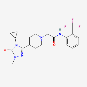 molecular formula C20H24F3N5O2 B2894829 2-(4-(4-cyclopropyl-1-methyl-5-oxo-4,5-dihydro-1H-1,2,4-triazol-3-yl)piperidin-1-yl)-N-(2-(trifluoromethyl)phenyl)acetamide CAS No. 1797957-63-1