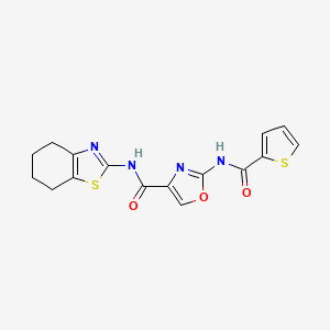 molecular formula C16H14N4O3S2 B2894835 N-(4,5,6,7-四氢苯并[d]噻唑-2-基)-2-(噻吩-2-甲酰胺)恶唑-4-甲酰胺 CAS No. 1286719-38-7