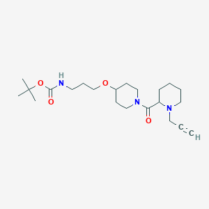 molecular formula C22H37N3O4 B2894841 tert-butyl N-[3-({1-[1-(prop-2-yn-1-yl)piperidine-2-carbonyl]piperidin-4-yl}oxy)propyl]carbamate CAS No. 1384538-07-1