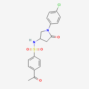 molecular formula C18H17ClN2O4S B2894846 4-乙酰基-N-(1-(4-氯苯基)-5-氧代吡咯烷-3-基)苯磺酰胺 CAS No. 905687-74-3