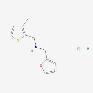 molecular formula C11H14ClNOS B2894847 1-(Furan-2-yl)-N-((3-methylthiophen-2-yl)methyl)methanamine hydrochloride CAS No. 1050480-84-6
