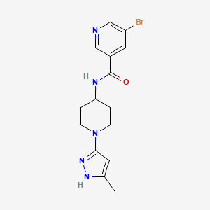 molecular formula C15H18BrN5O B2894854 5-溴-N-(1-(5-甲基-1H-吡唑-3-基)哌啶-4-基)烟酰胺 CAS No. 2034208-67-6