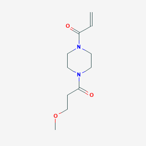 molecular formula C11H18N2O3 B2894856 3-Methoxy-1-(4-prop-2-enoylpiperazin-1-yl)propan-1-one CAS No. 2196017-54-4