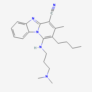 molecular formula C22H29N5 B2894860 2-Butyl-1-{[3-(dimethylamino)propyl]amino}-3-methylpyrido[1,2-a]benzimidazole-4-carbonitrile CAS No. 385420-38-2