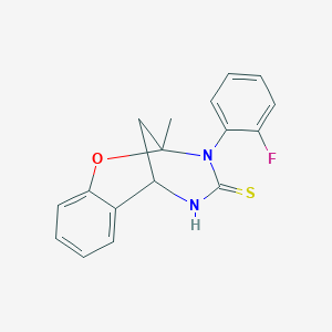 molecular formula C17H15FN2OS B2894868 3-(2-fluorophenyl)-2-methyl-5,6-dihydro-2H-2,6-methanobenzo[g][1,3,5]oxadiazocine-4(3H)-thione CAS No. 946294-64-0