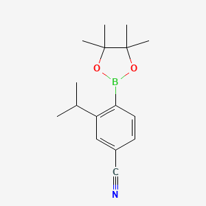 molecular formula C16H22BNO2 B2894878 3-Propan-2-yl-4-(4,4,5,5-tetramethyl-1,3,2-dioxaborolan-2-yl)benzonitrile CAS No. 2268801-00-7
