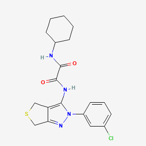 molecular formula C19H21ClN4O2S B2894889 N'-[2-(3-chlorophenyl)-4,6-dihydrothieno[3,4-c]pyrazol-3-yl]-N-cyclohexyloxamide CAS No. 900010-80-2
