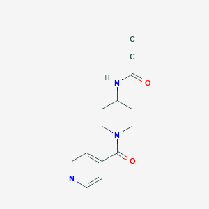 molecular formula C15H17N3O2 B2894893 N-[1-(Pyridine-4-carbonyl)piperidin-4-yl]but-2-ynamide CAS No. 2411295-96-8