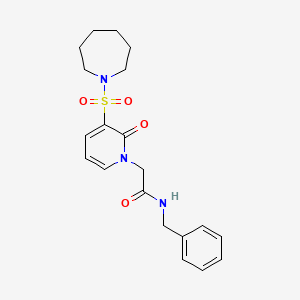 molecular formula C20H25N3O4S B2894894 2-(3-(azepan-1-ylsulfonyl)-2-oxopyridin-1(2H)-yl)-N-benzylacetamide CAS No. 1251680-81-5