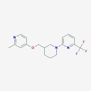 molecular formula C18H20F3N3O B2894903 2-Methyl-4-[[1-[6-(trifluoromethyl)pyridin-2-yl]piperidin-3-yl]methoxy]pyridine CAS No. 2379972-46-8