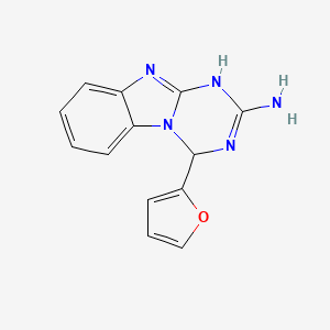molecular formula C13H11N5O B2894910 4-(2-Furyl)-1,4-dihydro[1,3,5]triazino[1,2-a]benzimidazol-2-amine CAS No. 305851-85-8