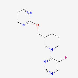molecular formula C14H16FN5O B2894915 5-Fluoro-4-[3-(pyrimidin-2-yloxymethyl)piperidin-1-yl]pyrimidine CAS No. 2380044-86-8