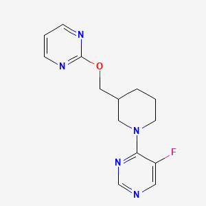 molecular formula C14H16FN5O B2894915 5-Fluoro-4-{3-[(pyrimidin-2-yloxy)methyl]piperidin-1-yl}pyrimidine CAS No. 2380044-86-8