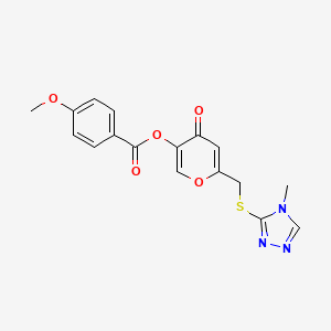 molecular formula C17H15N3O5S B2894917 [6-[(4-Methyl-1,2,4-triazol-3-yl)sulfanylmethyl]-4-oxopyran-3-yl] 4-methoxybenzoate CAS No. 896312-07-5