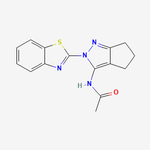 molecular formula C15H14N4OS B2894922 N-(2-(benzo[d]thiazol-2-yl)-2,4,5,6-tetrahydrocyclopenta[c]pyrazol-3-yl)acetamide CAS No. 1172431-55-8