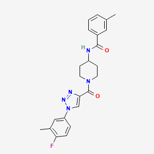 molecular formula C23H24FN5O2 B2894926 N-(1-(1-(4-fluoro-3-methylphenyl)-1H-1,2,3-triazole-4-carbonyl)piperidin-4-yl)-3-methylbenzamide CAS No. 1251551-33-3
