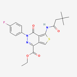 molecular formula C21H22FN3O4S B2894938 Ethyl 5-(3,3-dimethylbutanamido)-3-(4-fluorophenyl)-4-oxo-3,4-dihydrothieno[3,4-d]pyridazine-1-carboxylate CAS No. 851948-87-3