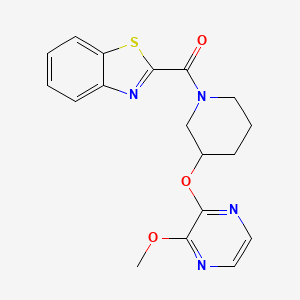 molecular formula C18H18N4O3S B2894939 Benzo[d]thiazol-2-yl(3-((3-methoxypyrazin-2-yl)oxy)piperidin-1-yl)methanone CAS No. 2034436-92-3