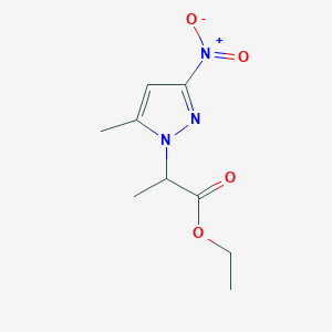 molecular formula C9H13N3O4 B2894944 ethyl 2-(5-methyl-3-nitro-1H-pyrazol-1-yl)propanoate CAS No. 1006951-36-5