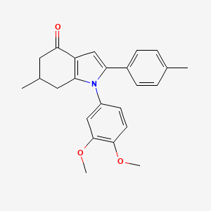 molecular formula C24H25NO3 B2894951 1-(3,4-Dimethoxyphenyl)-6-methyl-2-(4-methylphenyl)-5,6,7-trihydroindol-4-one CAS No. 1119392-10-7