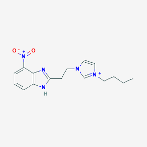 molecular formula C16H20N5O2+ B289496 1-[2-(4-Nitro-1H-benzimidazol-2-yl)ethyl]-3-butyl-1H-imidazol-3-ium 