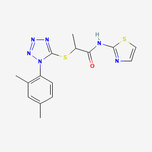 molecular formula C15H16N6OS2 B2894961 2-((1-(2,4-dimethylphenyl)-1H-tetrazol-5-yl)thio)-N-(thiazol-2-yl)propanamide CAS No. 941007-50-7