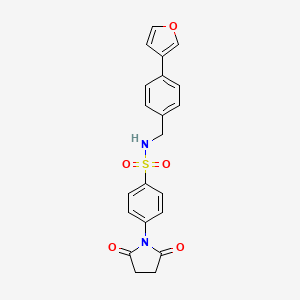 molecular formula C21H18N2O5S B2894971 4-(2,5-二氧代吡咯烷-1-基)-N-{[4-(呋喃-3-基)苯基]甲基}苯-1-磺酰胺 CAS No. 2097884-43-8