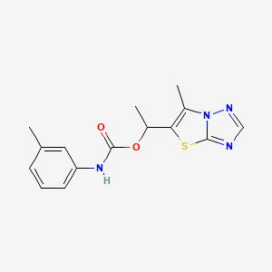 molecular formula C15H16N4O2S B2894985 1-(6-methyl[1,3]thiazolo[3,2-b][1,2,4]triazol-5-yl)ethyl N-(3-methylphenyl)carbamate CAS No. 477859-64-6
