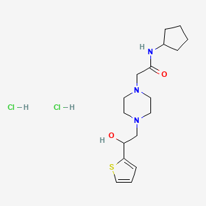 molecular formula C17H29Cl2N3O2S B2894999 N-cyclopentyl-2-(4-(2-hydroxy-2-(thiophen-2-yl)ethyl)piperazin-1-yl)acetamide dihydrochloride CAS No. 1396792-57-6