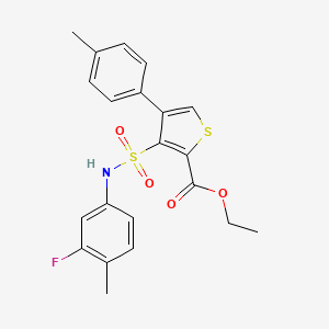 molecular formula C21H20FNO4S2 B2895001 3-[(3-氟-4-甲基苯基)磺酰氨基]-4-(4-甲基苯基)噻吩-2-甲酸乙酯 CAS No. 946235-00-3