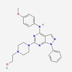 molecular formula C24H27N7O2 B2895010 2-(4-{4-[(4-methoxyphenyl)amino]-1-phenyl-1H-pyrazolo[3,4-d]pyrimidin-6-yl}piperazin-1-yl)ethanol CAS No. 946289-64-1