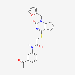 molecular formula C22H21N3O4S B2895011 N-(3-acetylphenyl)-2-((1-(furan-2-ylmethyl)-2-oxo-2,5,6,7-tetrahydro-1H-cyclopenta[d]pyrimidin-4-yl)thio)acetamide CAS No. 932962-36-2