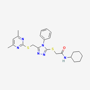 N-cyclohexyl-2-[[5-[(4,6-dimethylpyrimidin-2-yl)sulfanylmethyl]-4-phenyl-1,2,4-triazol-3-yl]sulfanyl]acetamide