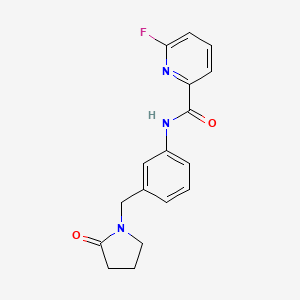 molecular formula C17H16FN3O2 B2895018 6-Fluoro-N-[3-[(2-oxopyrrolidin-1-yl)methyl]phenyl]pyridine-2-carboxamide CAS No. 2411296-07-4